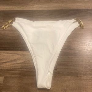White Bikini Bottoms with Gold Accents